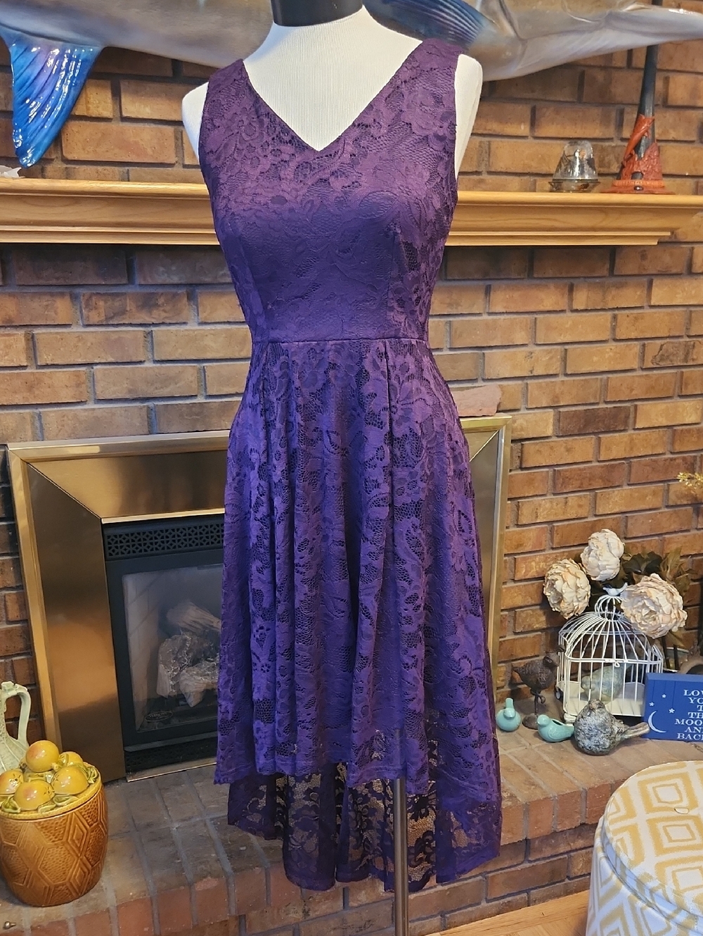 Purple Lace High Low Midi Dress Size Small Whimsigoth Halloween Fairy Witchy